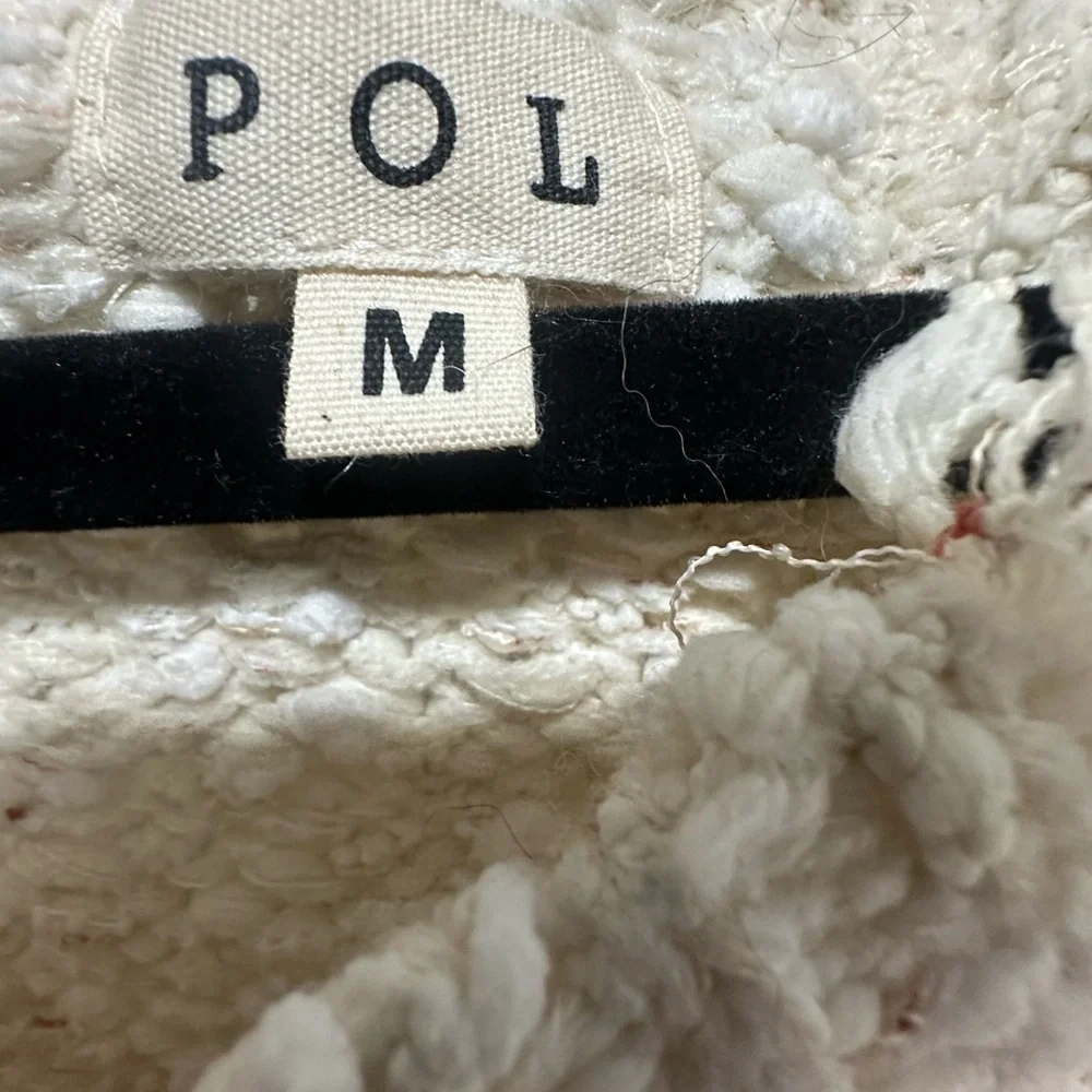 POL Oversized Cozy Cream Distressed Sweater Size M